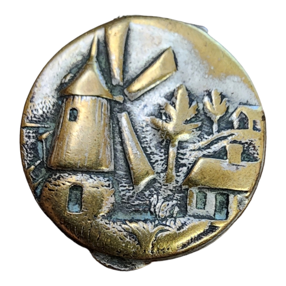 Vintage Napier Windmill 7/8" Silver Dutch Trinket Pill Box